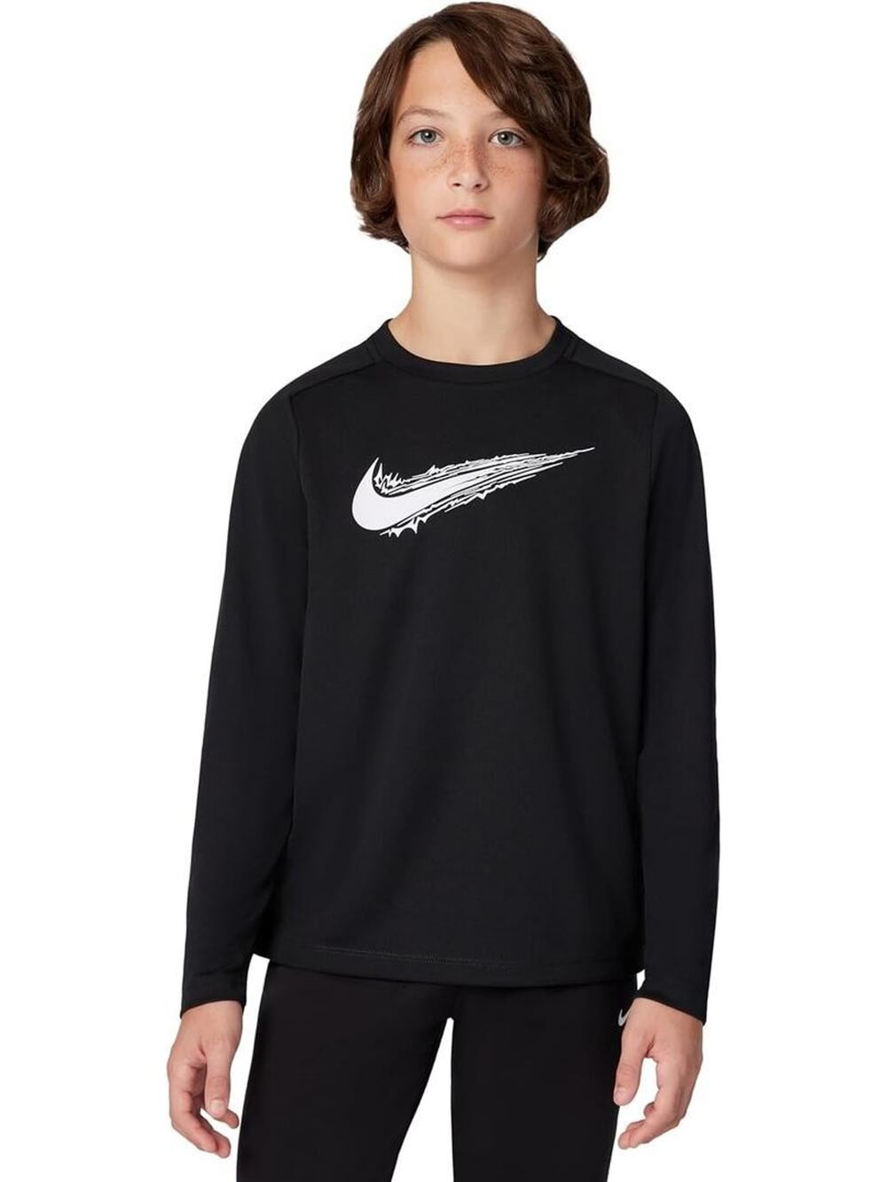 Nike Boys' Dri-FIT Multi Long Sleeve Top Black & White SZ Large
